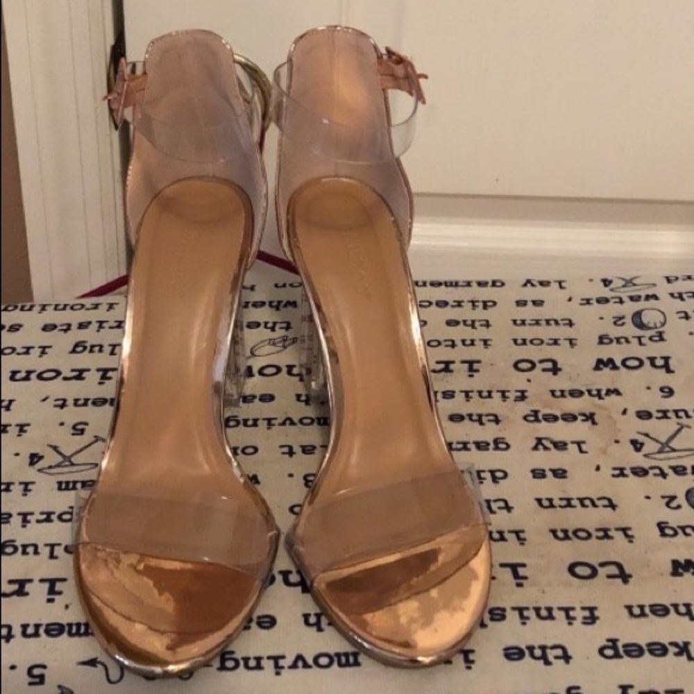 Rose Gold block heels